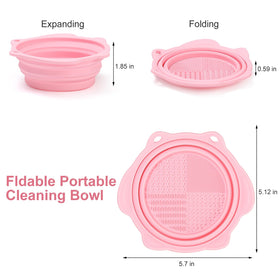 Etercycle Foldable Silicone Makeup Brush Cleaner Bowl in use