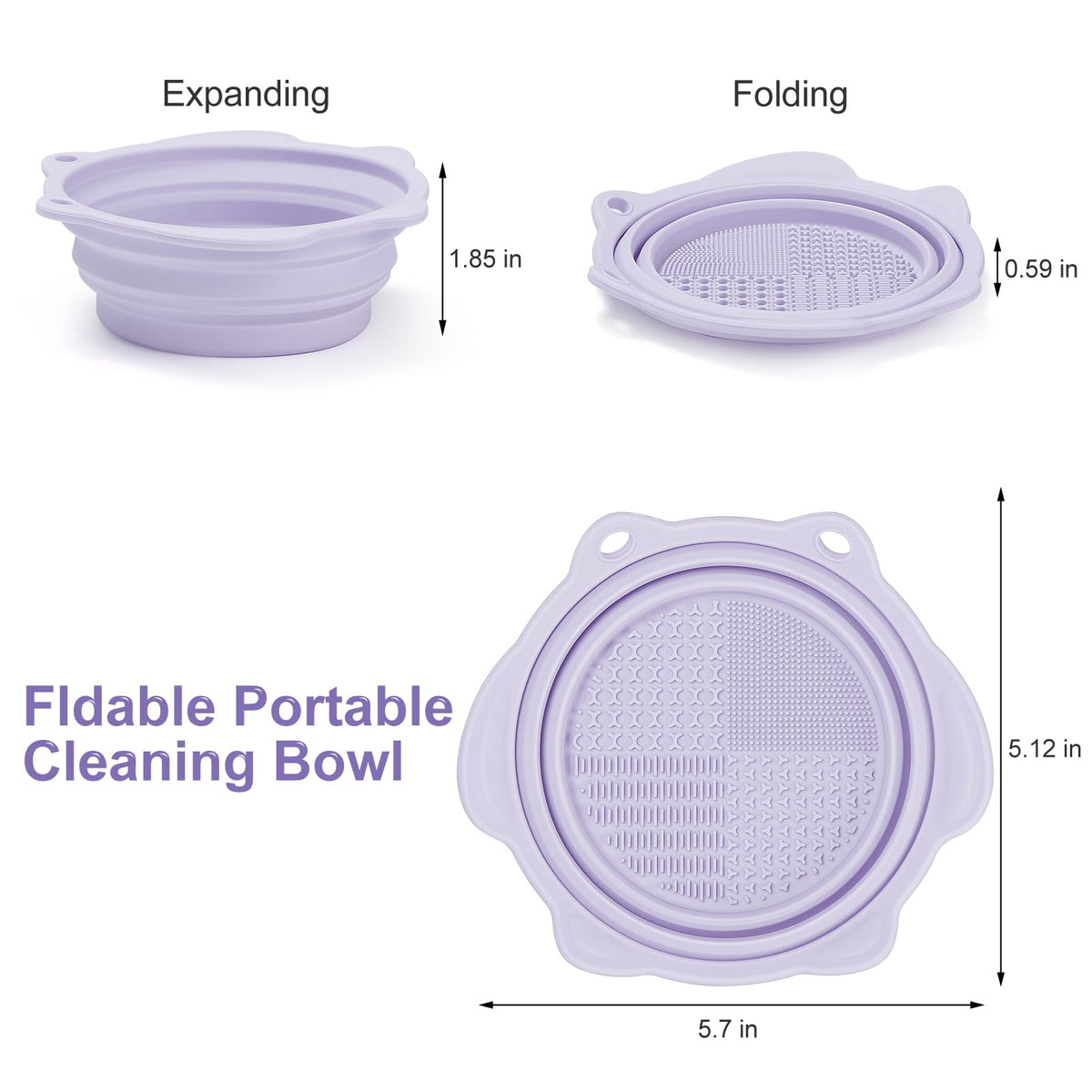 Etercycle Foldable Silicone Makeup Brush Cleaner Bowl with cleaning solution