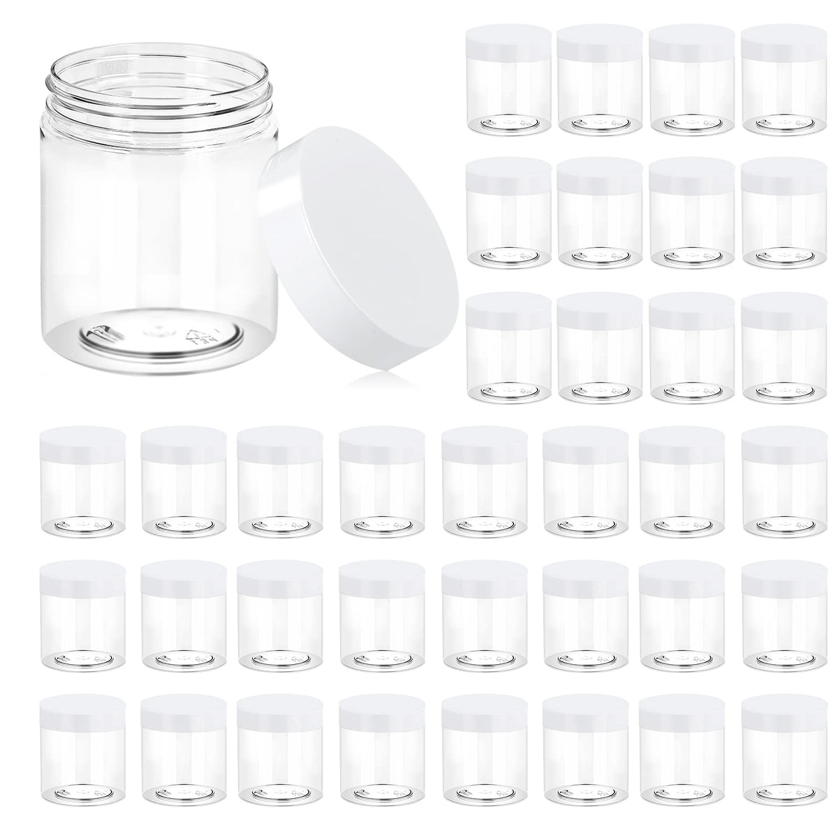 Eternal Moment 36 pack 8 oz plastic jars with lids front view
