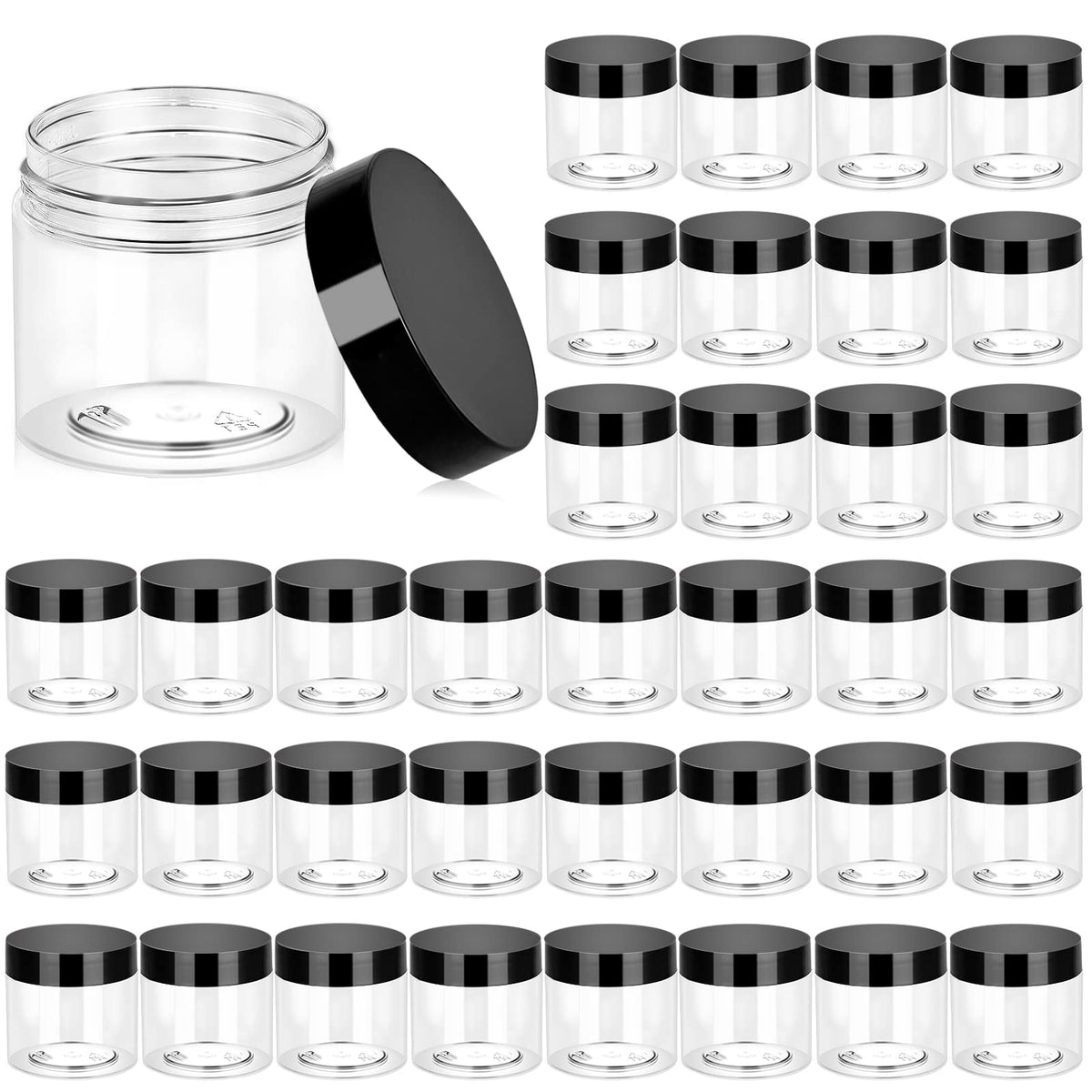 Eternal Moment 36 pack clear plastic jars with lids front view