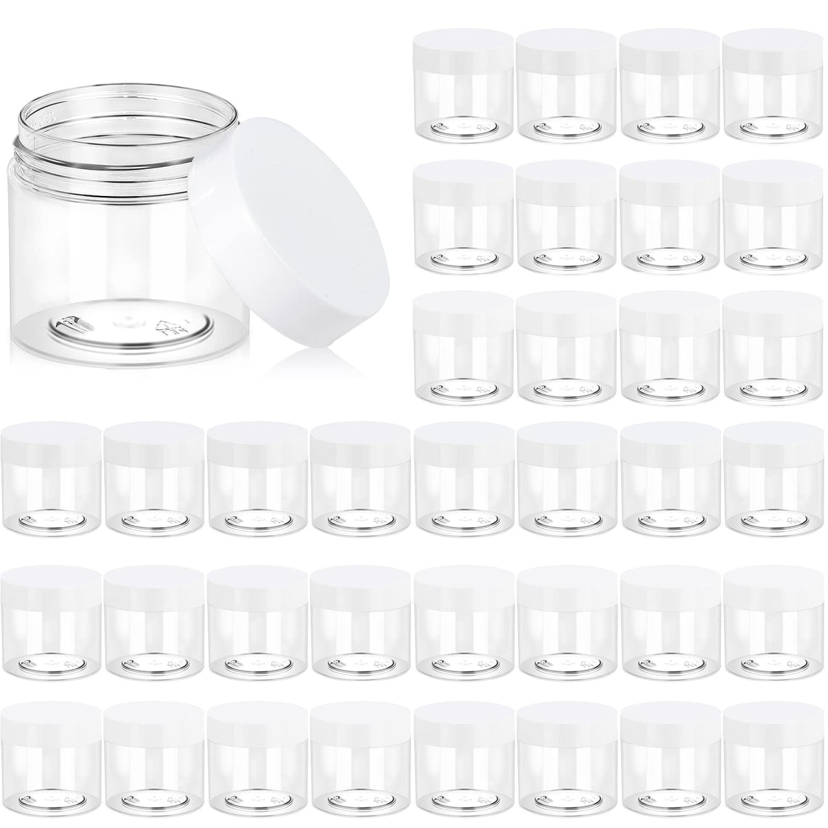 Eternal Moment 36 pack clear plastic jars with screw-on lids