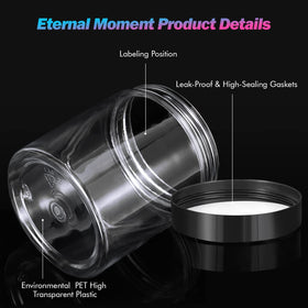 Eternal Moment 48 Pack of 8oz Plastic Jars stacked