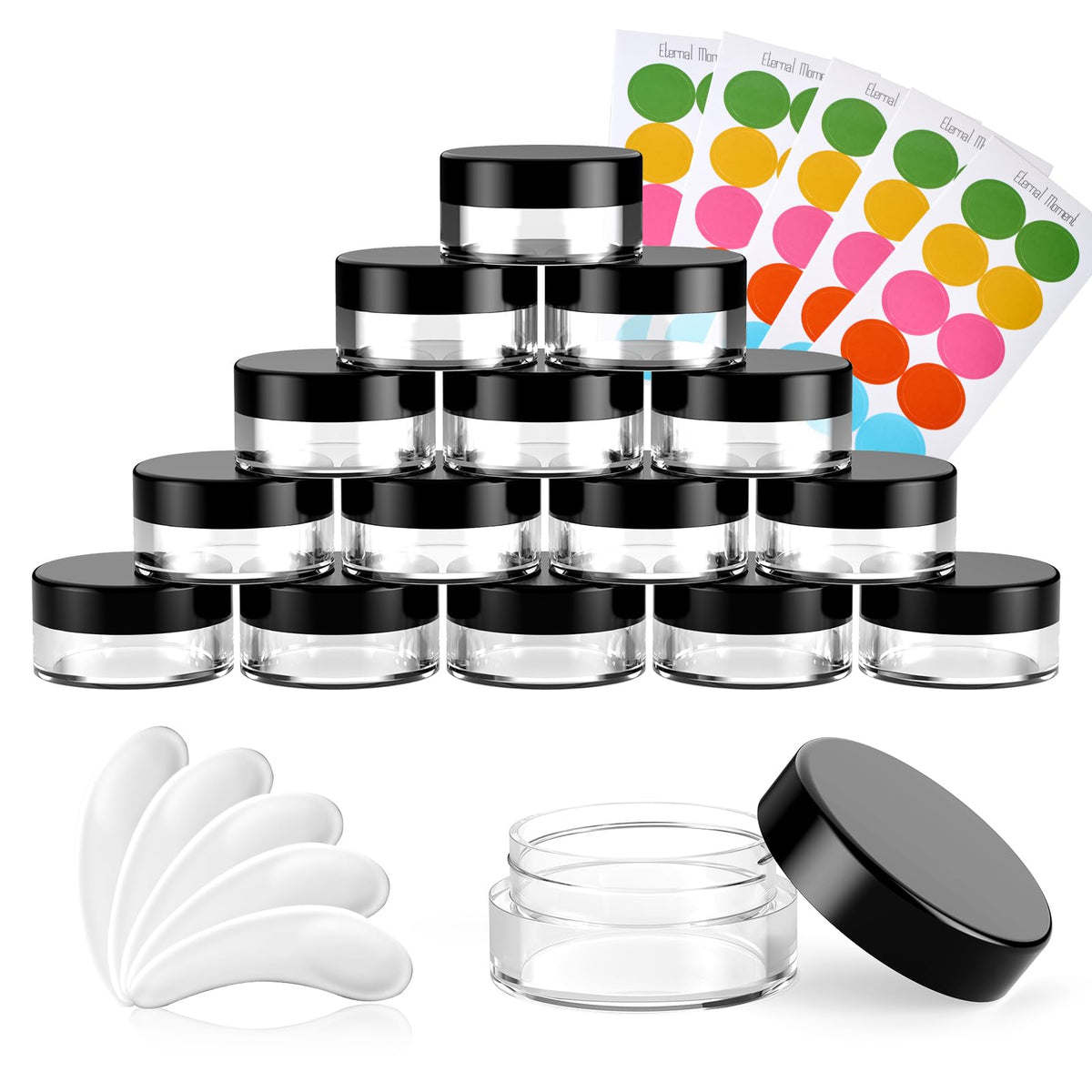 Eternal Moment 50 pack of 3g clear plastic sample containers with lids