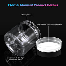 Eternal Moment jars with labels and spatulas displayed