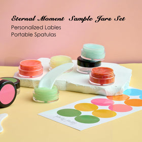 Eternal Moment sample containers arranged on a table