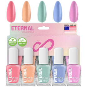 Eternal Pastel Nail Polish Set featuring five bottles in pastel colours