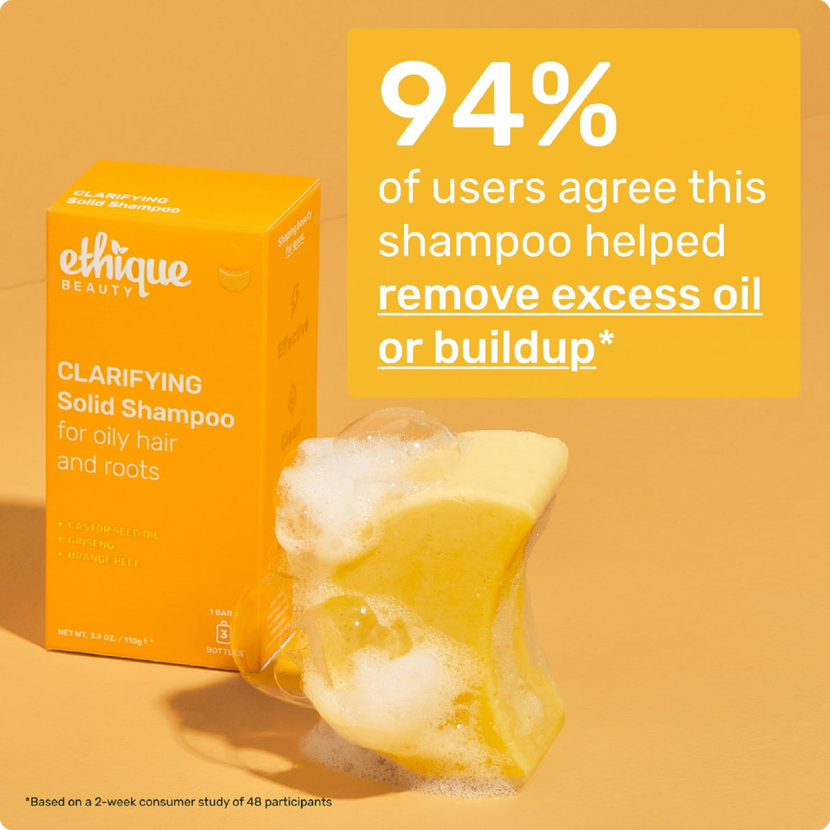 Ethique Clarifying Shampoo Bar with orange peel and ginseng