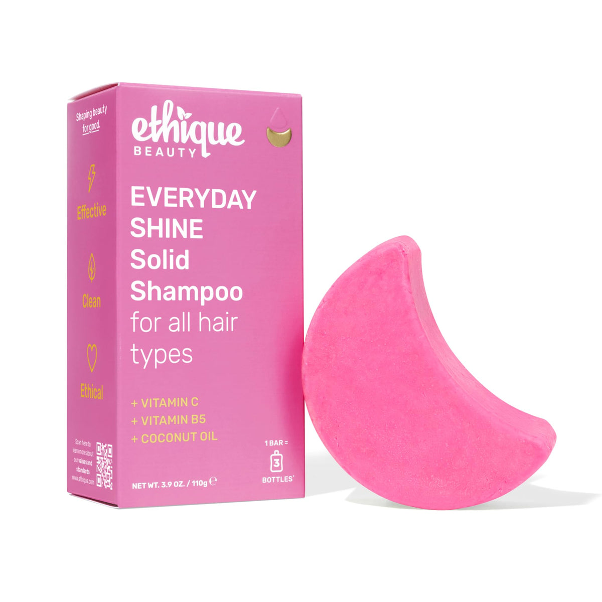 Ethique Everyday Shampoo Bar front view with packaging