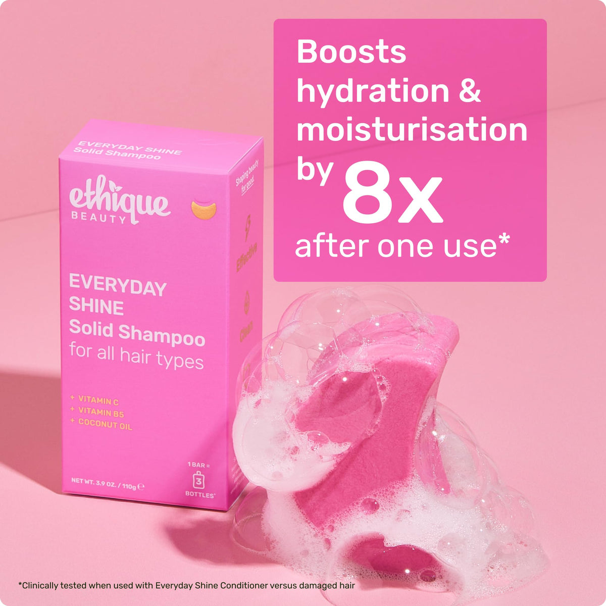 Ethique Everyday Shampoo Bar with ingredients list