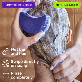 Ethique Purple Shampoo Bar alongside Purple Conditioner Bar