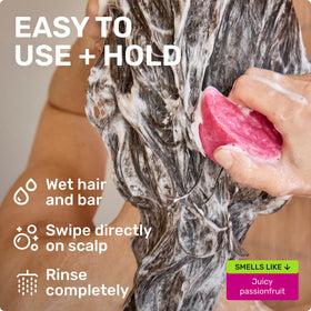 Ethique Repairing Shampoo Bar in use with lather