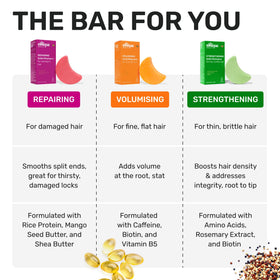 Ethique Shampoo Bar next to a Volumising Conditioner Bar