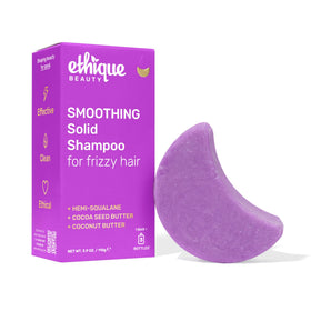 Ethique Smoothing Shampoo Bar front view with packaging