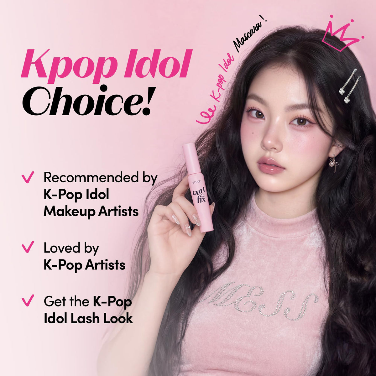 ETUDE Curl Fix Mascara Black 1+1 Set side view highlighting the product details