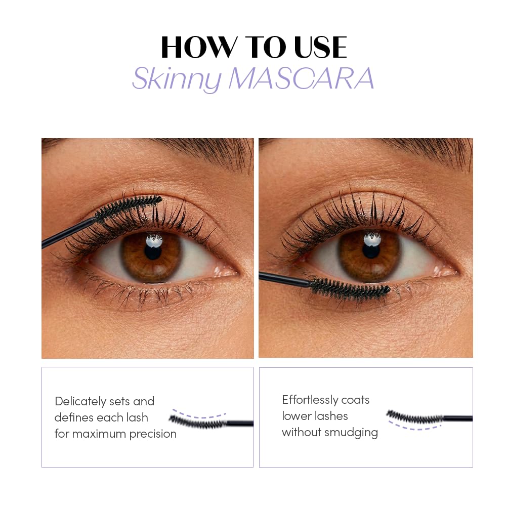 ETUDE Curl Fix Mascara Slim Brush Brown application on lashes
