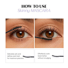 ETUDE Curl Fix Mascara Slim Brush Brown application on lashes