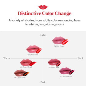 ETUDE Dear Darling Peel Off Lip Stain Cherry Crack on a vanity