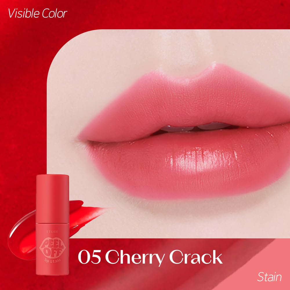 ETUDE Dear Darling Peel Off Lip Stain Cherry Crack tube with cap
