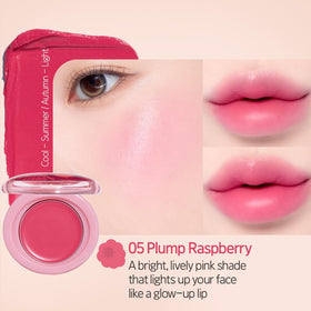 ETUDE Fruity Lip & Cheek Blur Balm with heart puff accessory