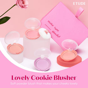 ETUDE Lovely Cookie Blusher Lavender Lemon Macaron 4g with puffy cushion