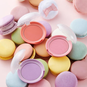 ETUDE Lovely Cookie Blusher Peach Choux Wafers in makeup setting