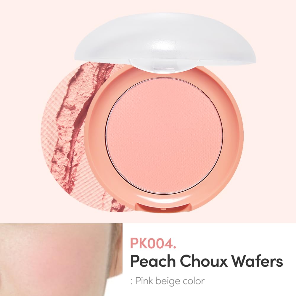 ETUDE Lovely Cookie Blusher Peach Choux Wafers swatch on skin