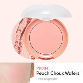 ETUDE Lovely Cookie Blusher Peach Choux Wafers swatch on skin