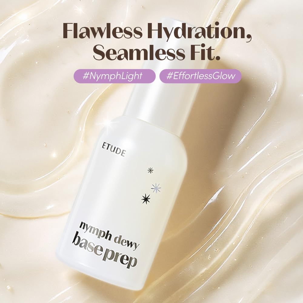 ETUDE Nymph Dewy Base Prep Primer in hand showing application