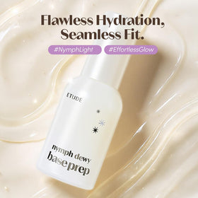 ETUDE Nymph Dewy Base Prep Primer in hand showing application