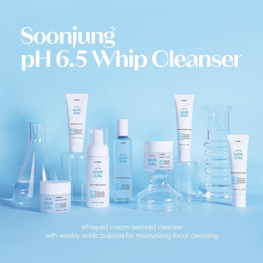ETUDE SoonJung pH 6.5 Whip Cleanser in a bathroom setting