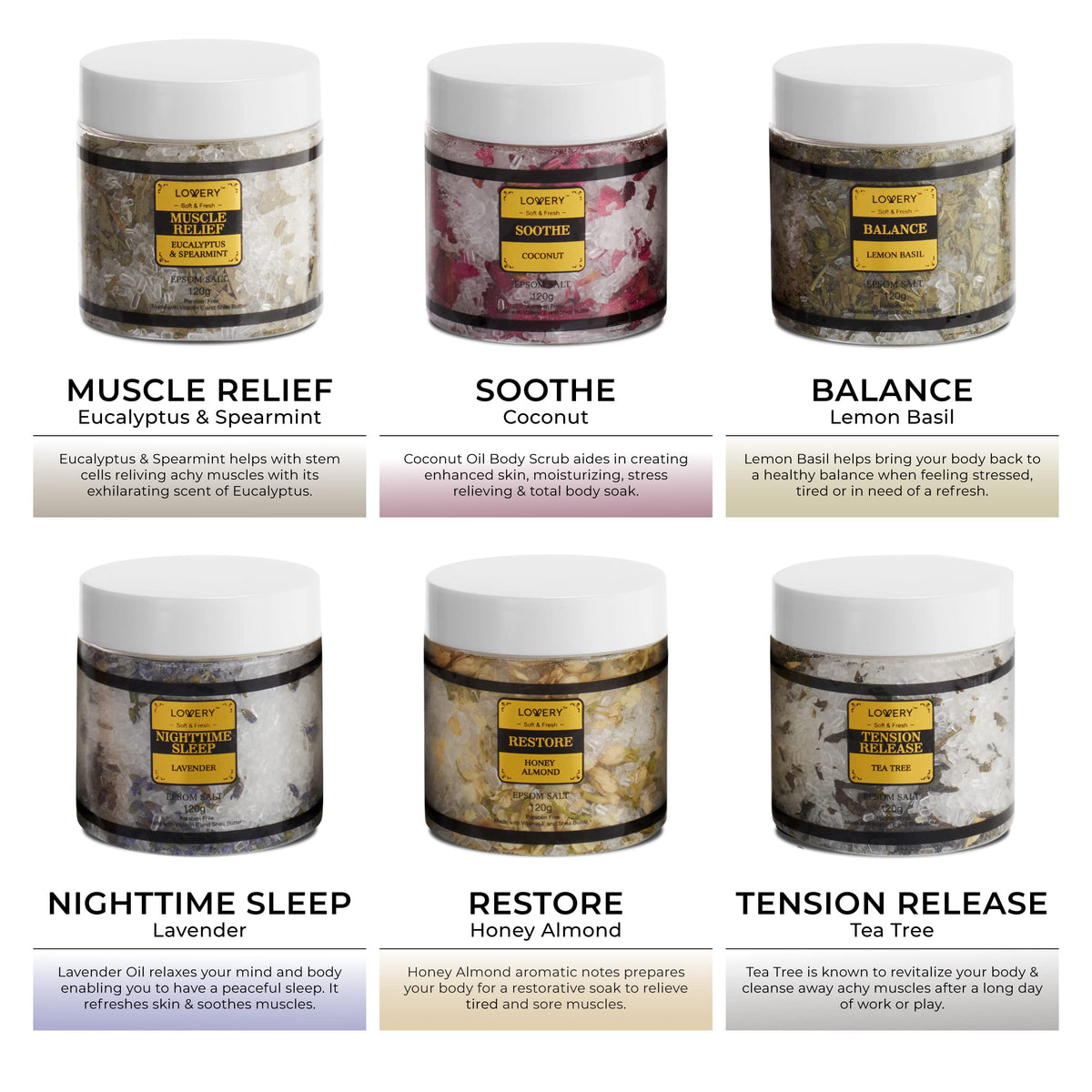 Eucalyptus Spearmint Epsom Salt jar included in LOVERY gift set