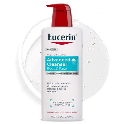 Eucerin Advanced Repair Body and Face Cleanser 16.9 FL OZ front view