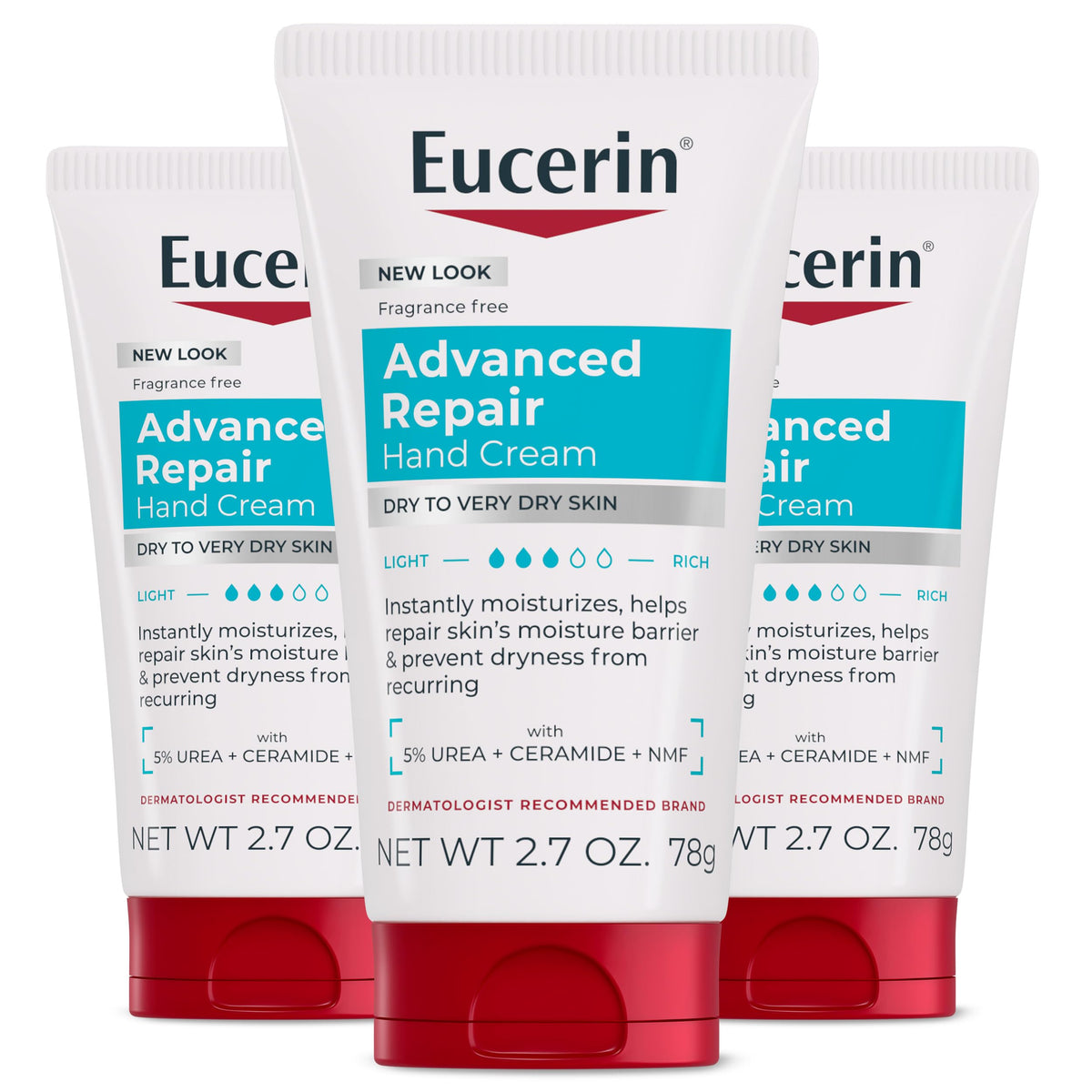Eucerin Advanced Repair Hand Cream 3 pack front view