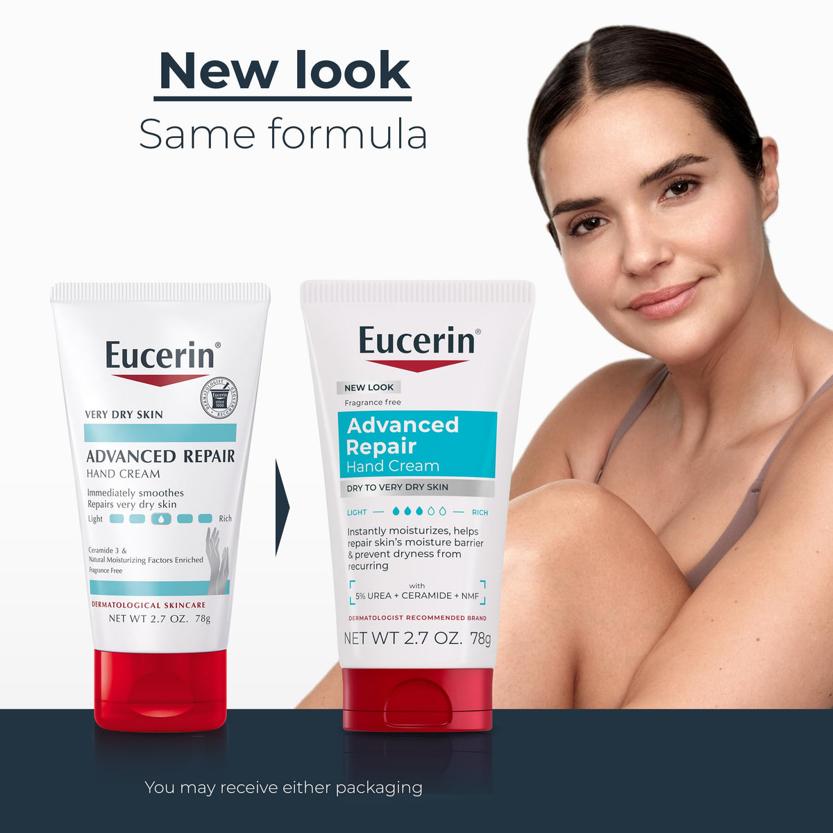 Eucerin Advanced Repair Hand Cream tube close-up