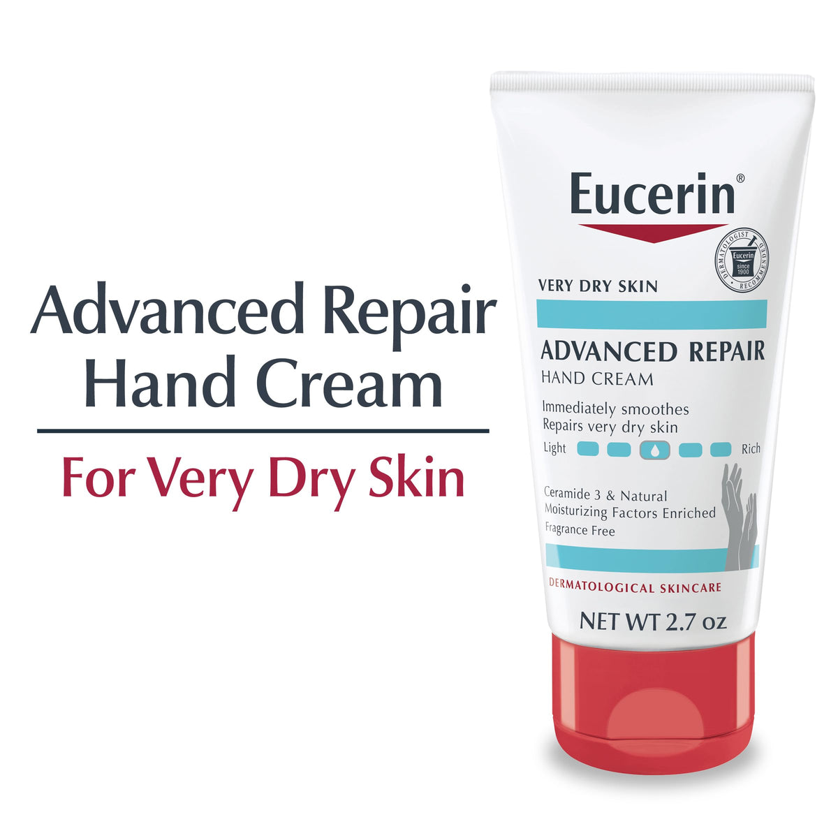 Eucerin Advanced Repair Hand Cream tube showing 5% Urea label