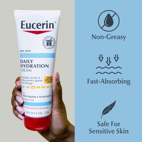Eucerin Daily Hydration Cream SPF 30 back view with ingredients list