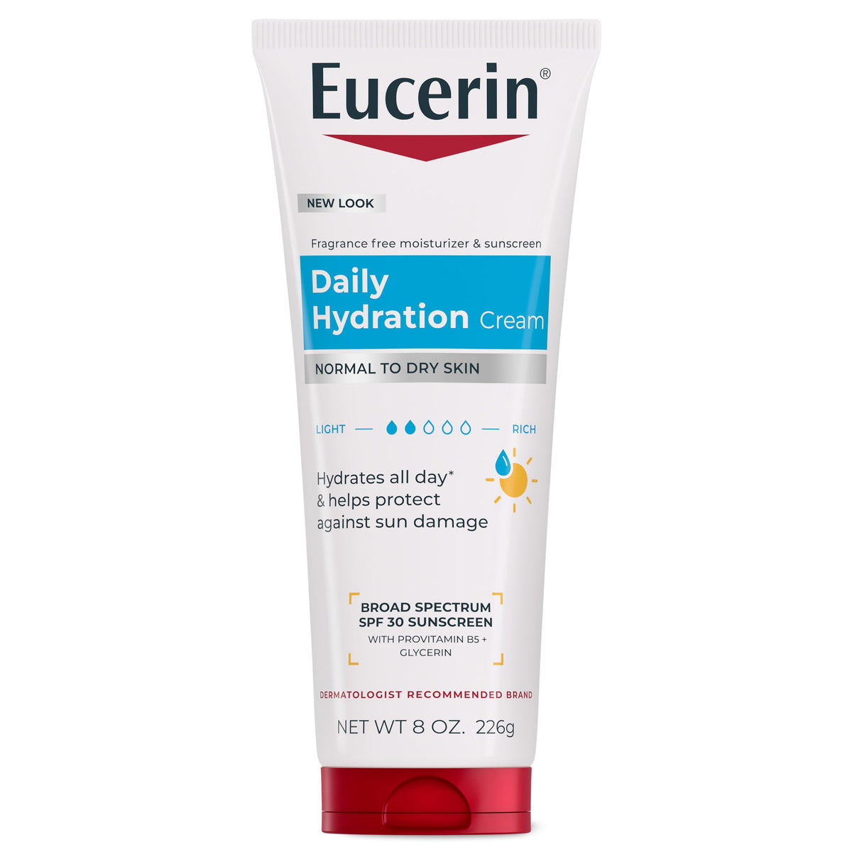Eucerin Daily Hydration Cream SPF 30 front view with packaging