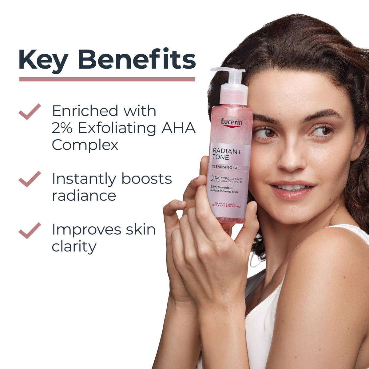 Eucerin Radiant Tone Cleansing Gel 2% AHA bottle with cap