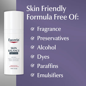 Eucerin Skin Balance Night Cream with ingredients list