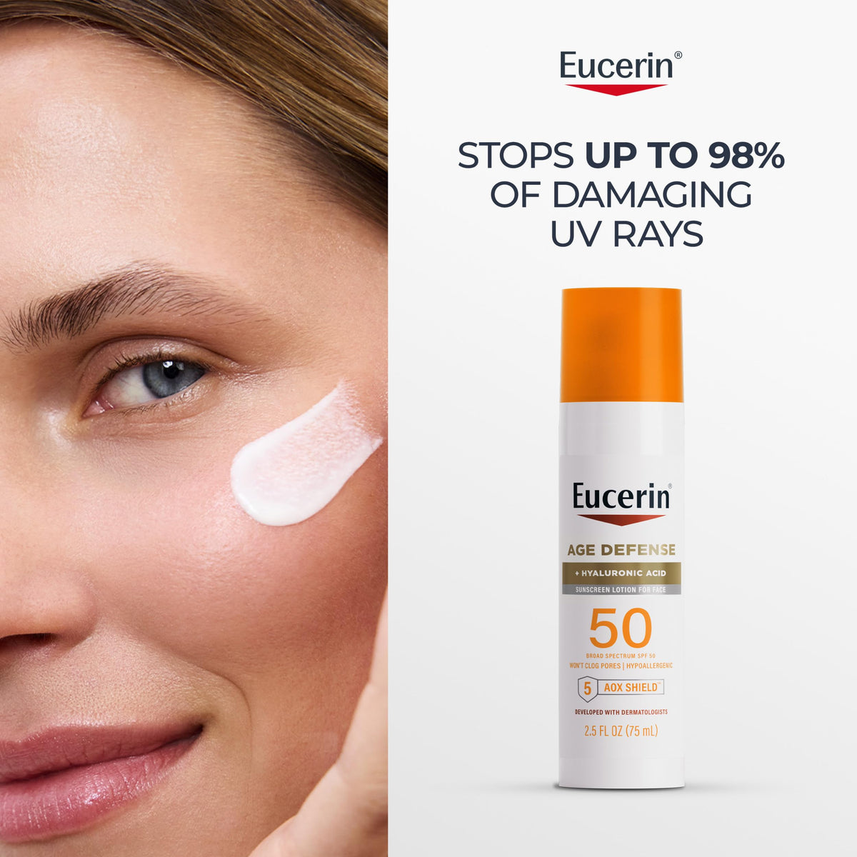 Eucerin Sun Age Defense Face Sunscreen Lotion SPF 50 side view
