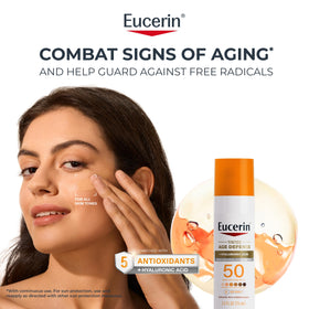 Eucerin Sun Tinted Age Defense Face Lotion SPF 50 bottle with cap