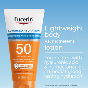 Eucerin sunscreen lotion tube with hydrating ingredients