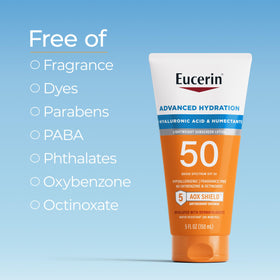 Eucerin sunscreen tube with sun protection label