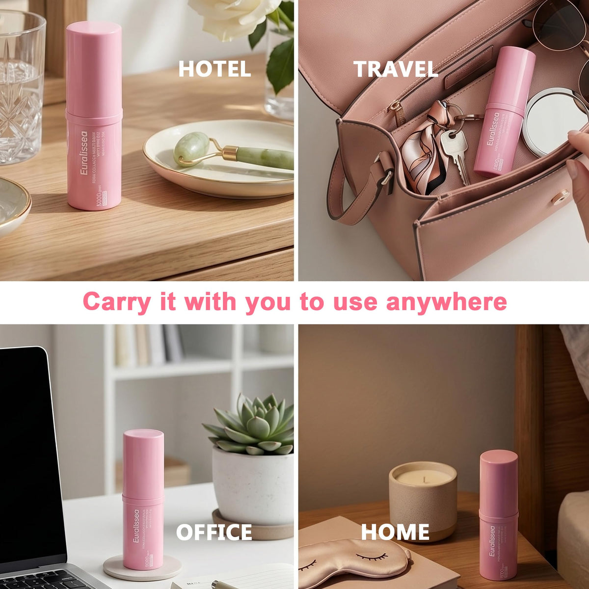 Euralissea PDRN Eye Balm Stick displayed with a travel bag