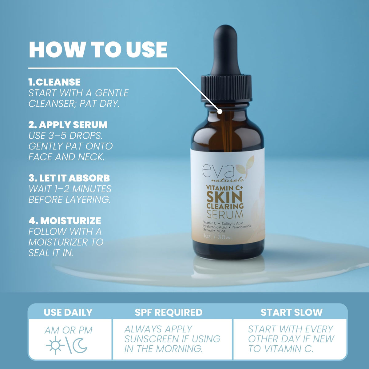 Eva Naturals Vitamin C Serum on a bathroom shelf