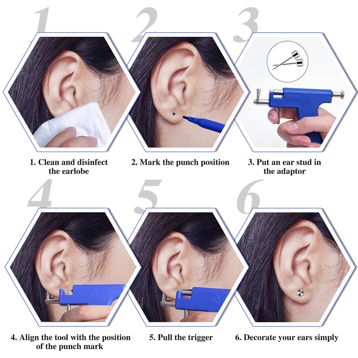 Evatage ear piercing gun in hand for easy operation