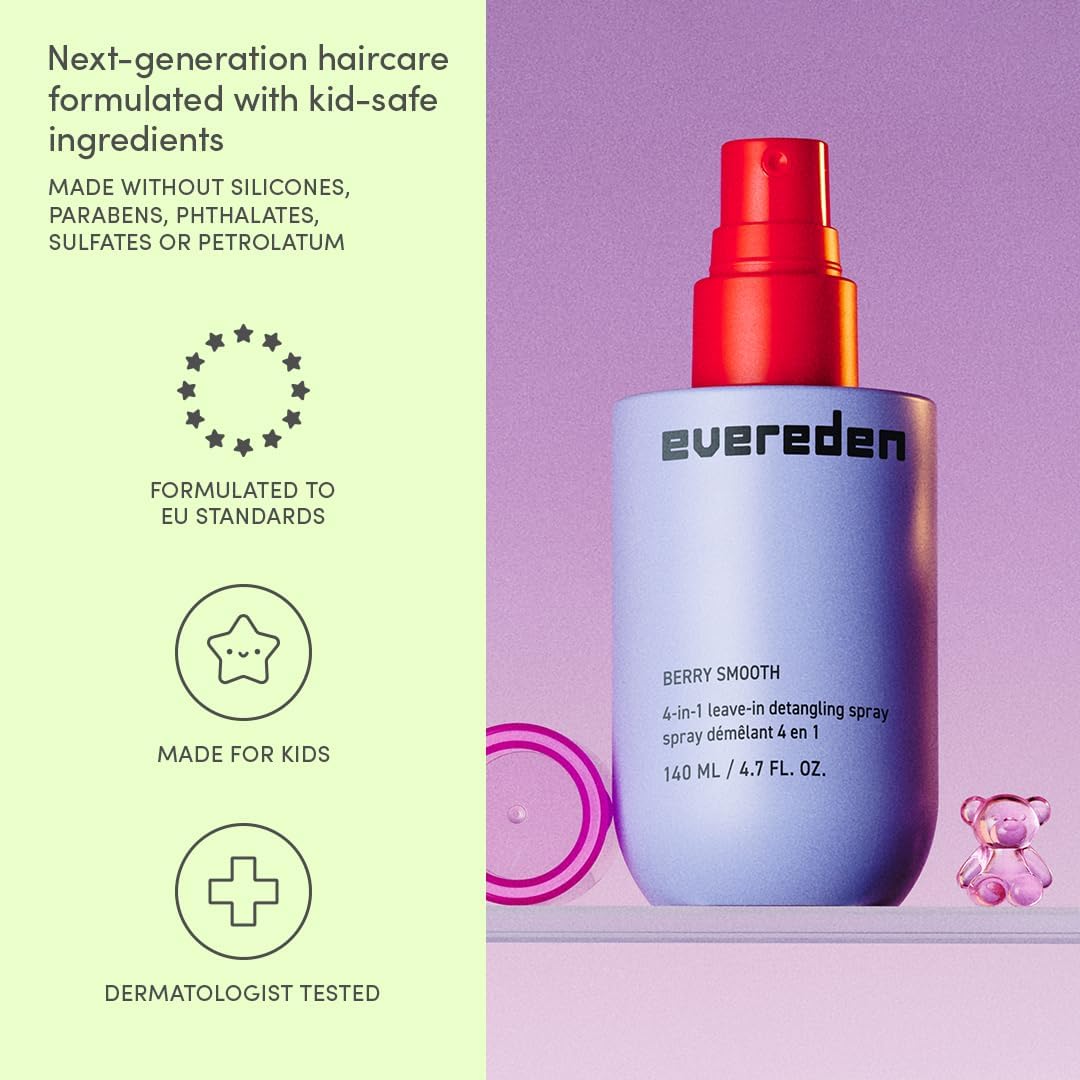 Evereden Kids 4-in-1 Detangler Spray on bathroom counter