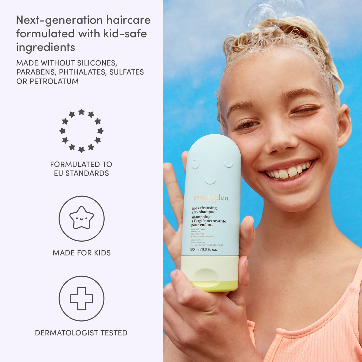 Evereden Kids After-Swim Shampoo 200g side view