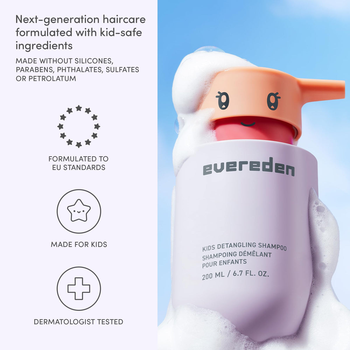 Evereden Kids Detangling Shampoo 300g close-up of texture