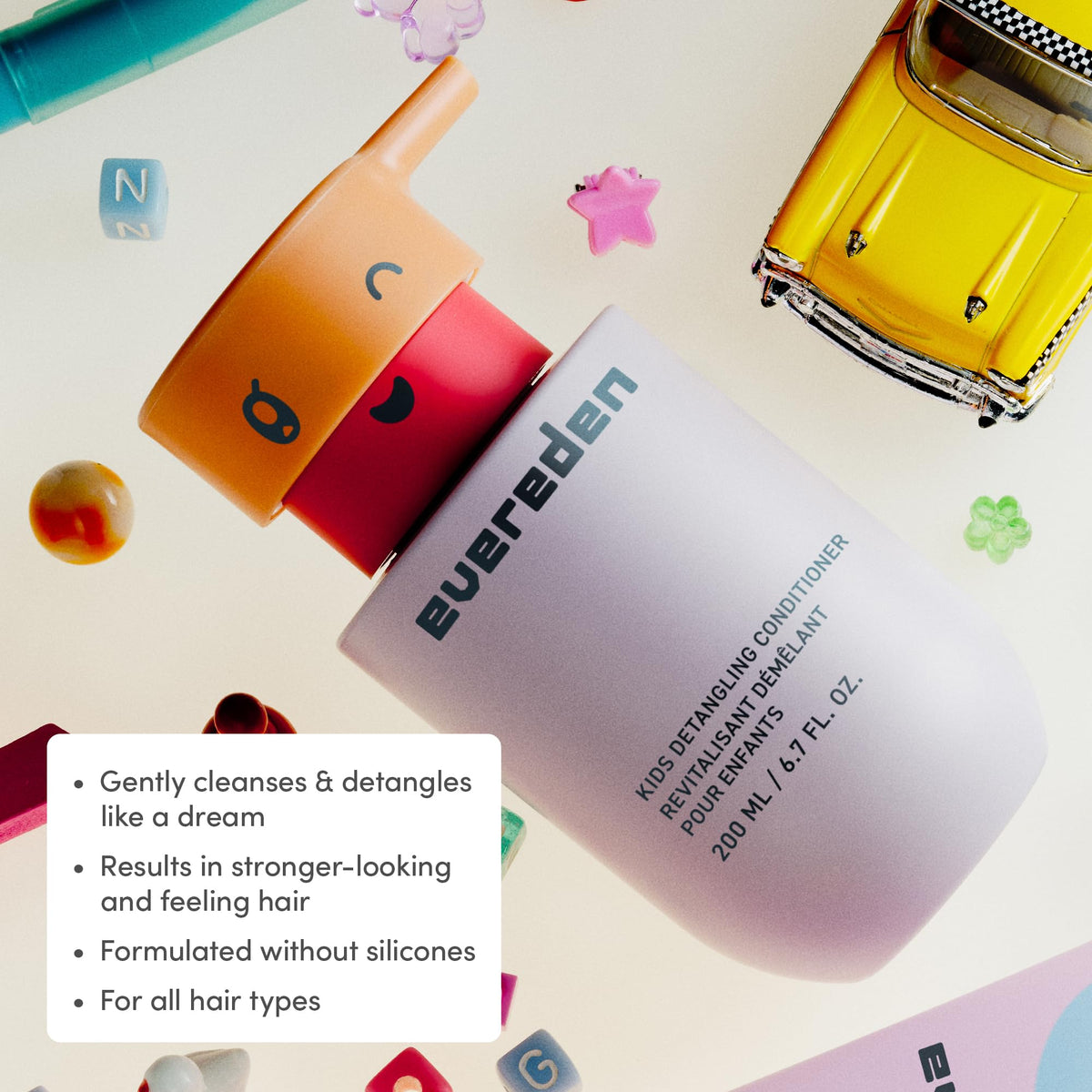 Evereden Kids Detangling Shampoo 300g side view with pump